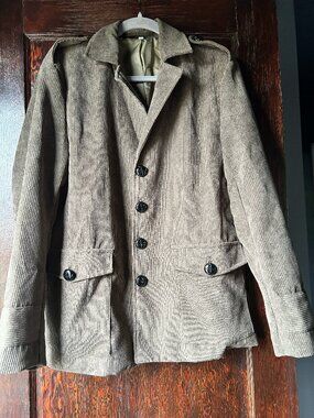 Manly Green Corduroy Jacket with Functional Pockets Size Small